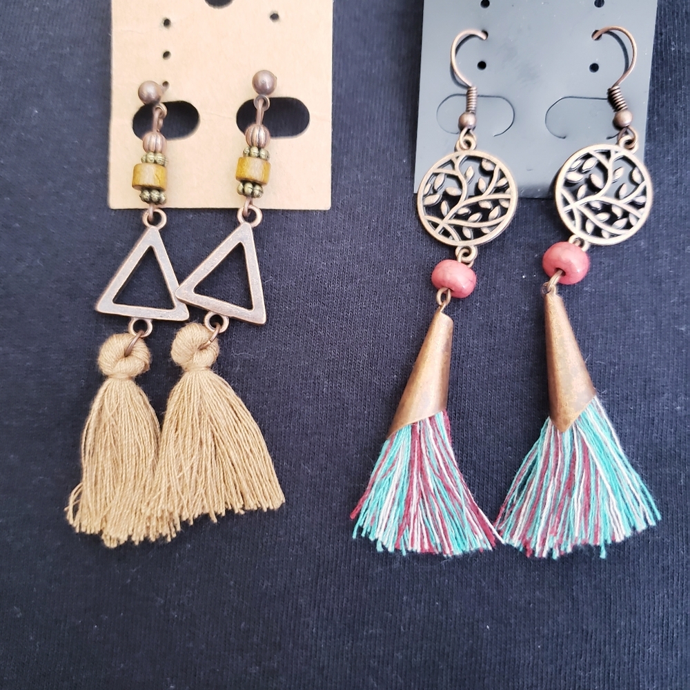 Brand new 2 pairs of tassel earrimgs